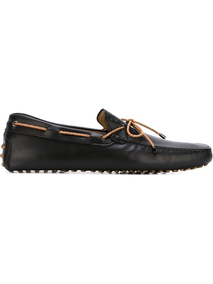 Tod S Gommino Driving Shoes, Men's, Size: 9, Black, Calf Leather/leather/rubber