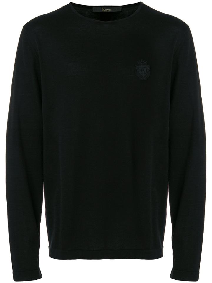 Billionaire Logo Patch Knitted Sweater - Black