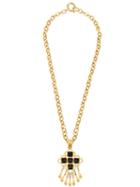 Chanel Pre-owned Cc Stone Fringed Chain Necklace - Metallic