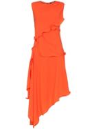 Sies Marjan Helena Ruffle Trim Asymmetric Dress - Orange