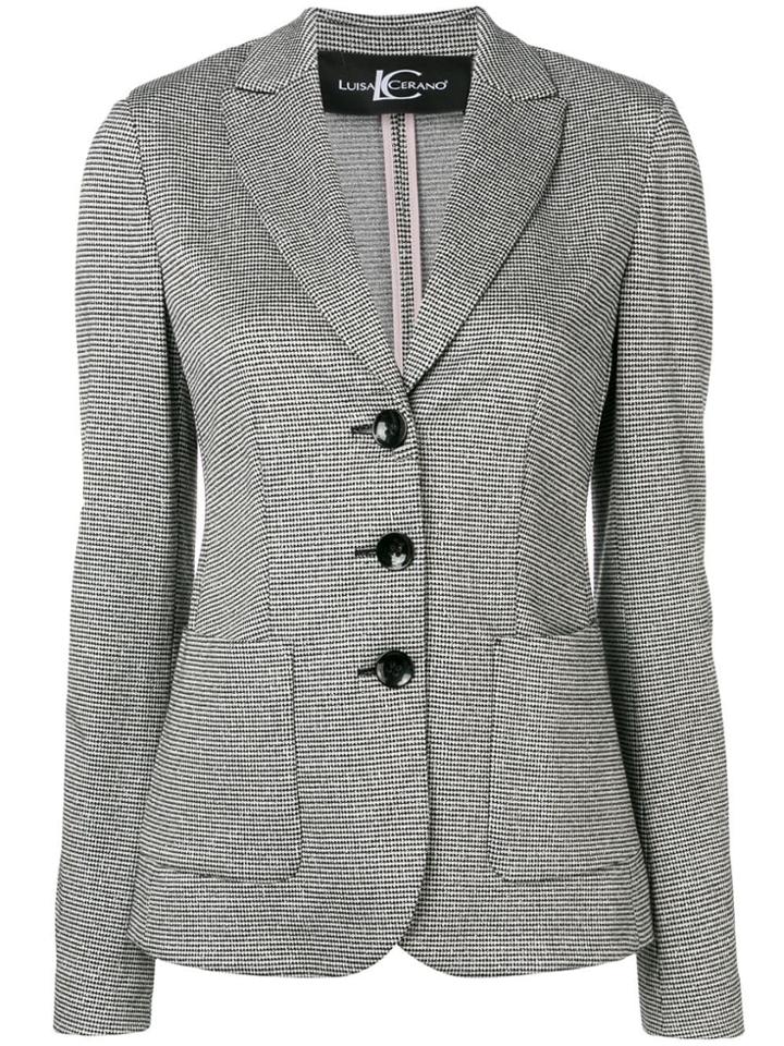 Luisa Cerano Houndstooth Single-breasted Blazer - Black