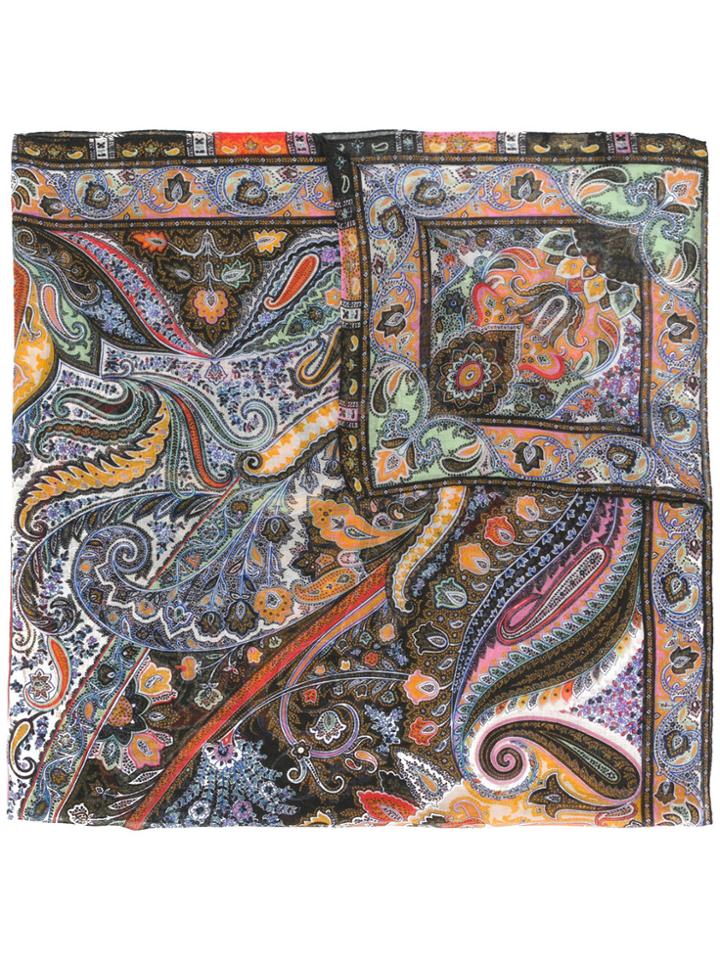 Etro Paisley Print Scarf - Metallic
