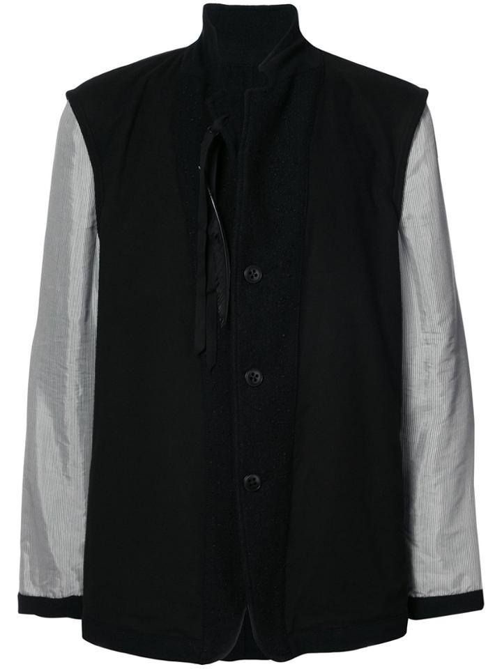Ann Demeulemeester Contrast Sleeve Coat - Black