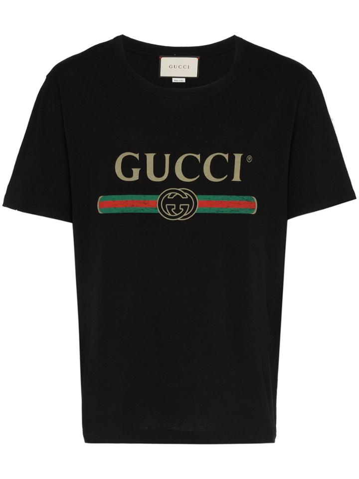 Gucci Black Gg Fake Logo T-shirt