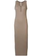 Isabel Benenato Sleeveless Ribbed Henley Dress - Brown