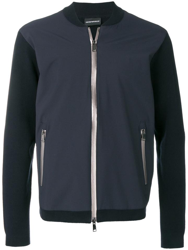 Emporio Armani Contrast Sleeve Bomber Jacket - Blue