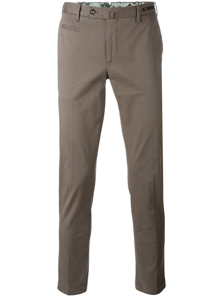 Pt01 - Plain Chinos - Men - Cotton/spandex/elastane - 52, Brown, Cotton/spandex/elastane