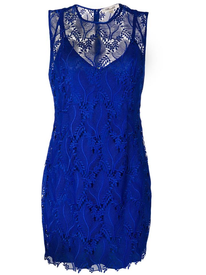 Dvf Diane Von Furstenberg Lace Mini Dress - Blue