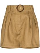 Zimmermann Belted Box-pleated Shorts - Green