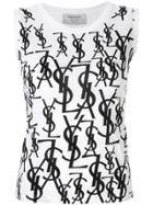 Yves Saint Laurent Vintage Logo Print Tank Top - White