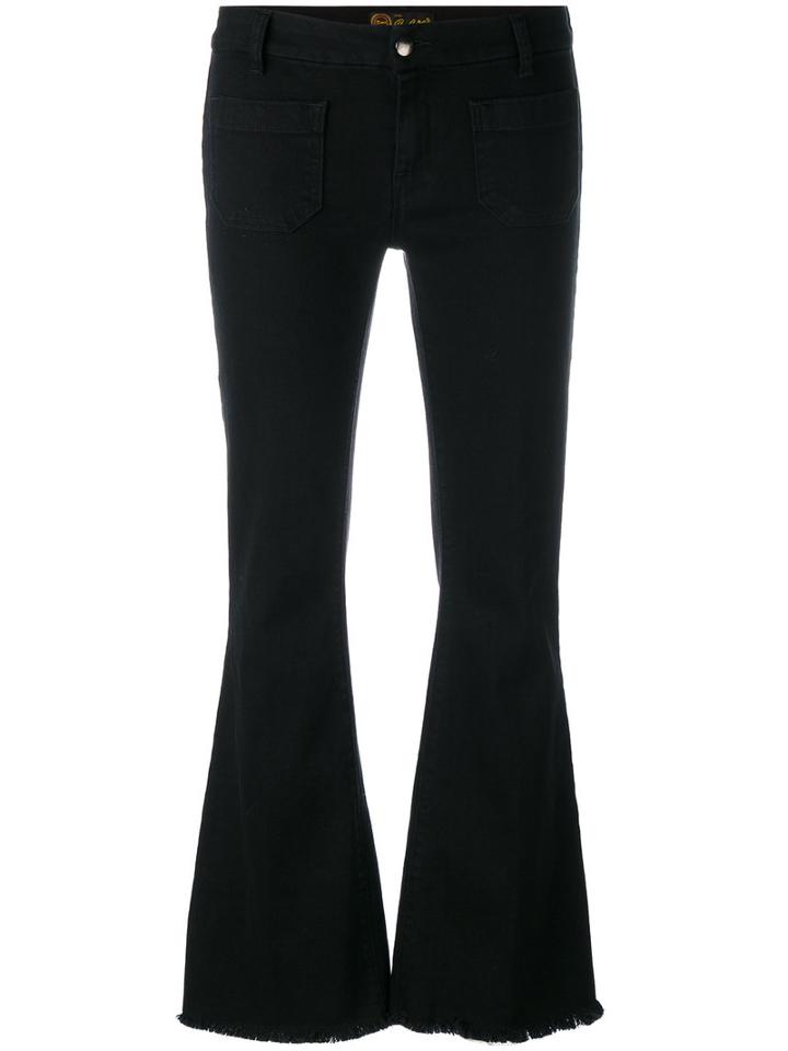 The Seafarer 'penelope' Cropped Flared Jeans, Women's, Size: 24, Black, Cotton/spandex/elastane