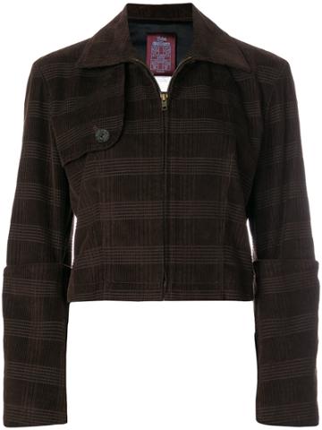 John Galliano Vintage Plaid Boxy Jacket - Brown