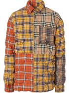 Burberry Contrast Check Cotton Flannel Puffer Overshirt - Yellow
