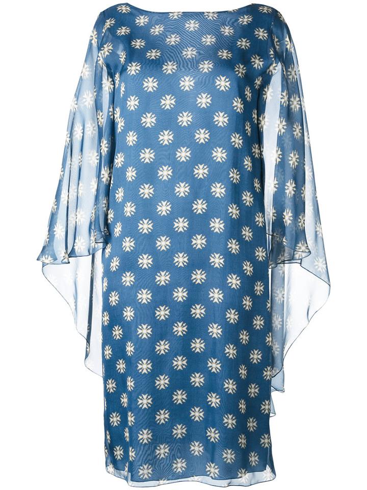 Alberta Ferretti Sheer Shift Dress, Women's, Size: 44, Blue, Silk/rayon