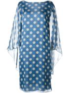 Alberta Ferretti Sheer Shift Dress, Women's, Size: 44, Blue, Silk/rayon