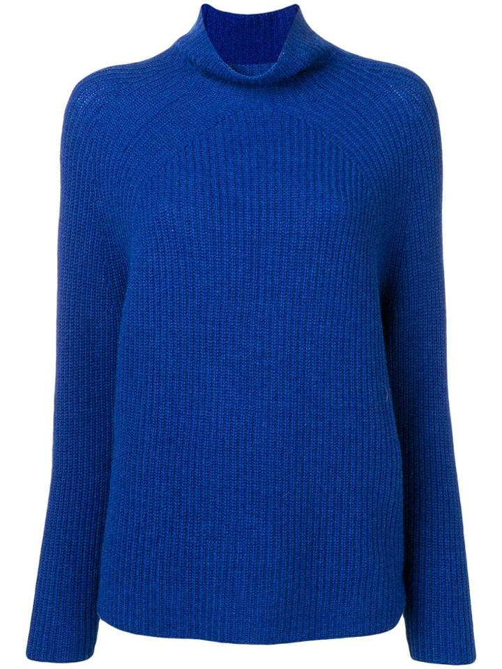 N.peal High Neck Ribbed Jumper - Blue