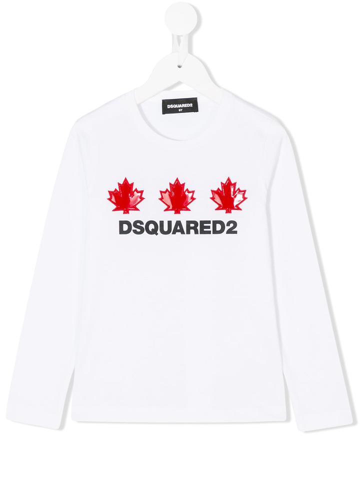 Dsquared2 Kids - Logo Leaves Patches T-shirt - Kids - Cotton - 10 Yrs, White