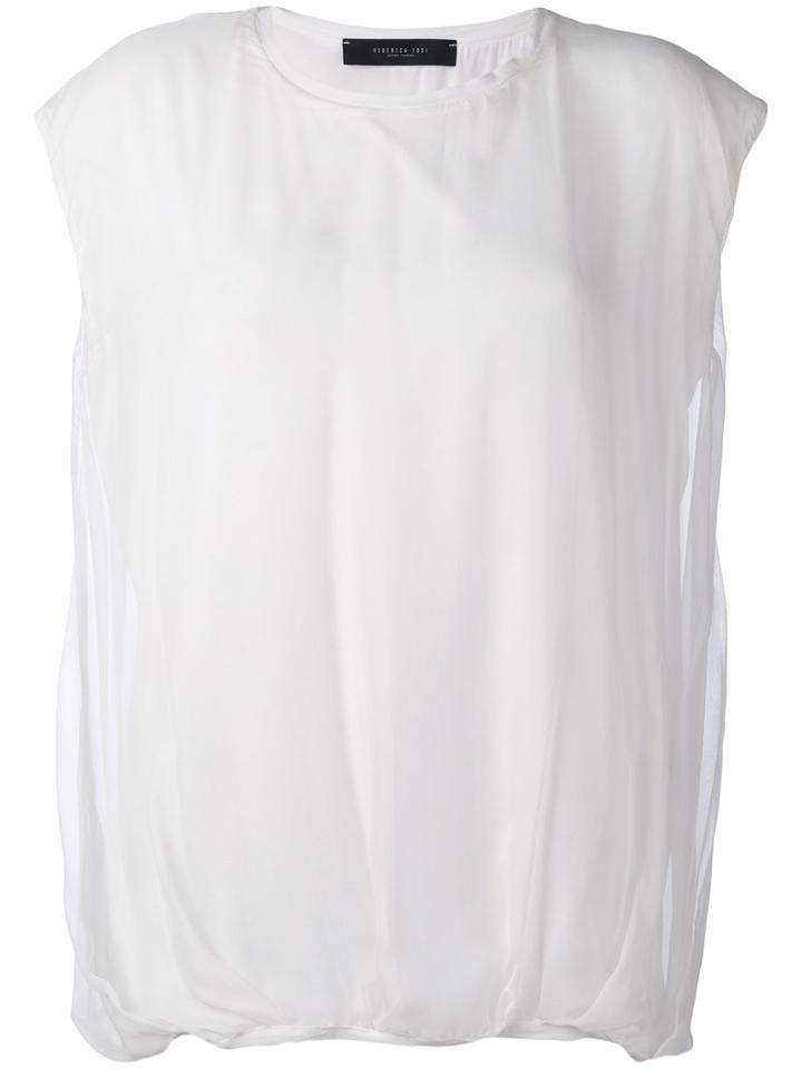 Federica Tosi - Gathered Hem T-shirt - Women - Silk/spandex/elastane/modal - 42, White, Silk/spandex/elastane/modal