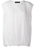 Federica Tosi - Gathered Hem T-shirt - Women - Silk/spandex/elastane/modal - 42, White, Silk/spandex/elastane/modal