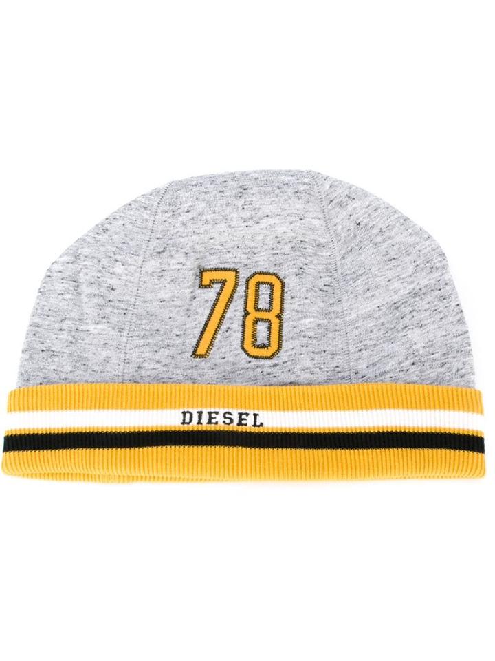 Diesel Contrast Brim Beanie, Adult Unisex, Grey, Cotton