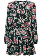 Tanya Taylor - Tie Waist Floral Dress - Women - Silk - 10, Black, Silk