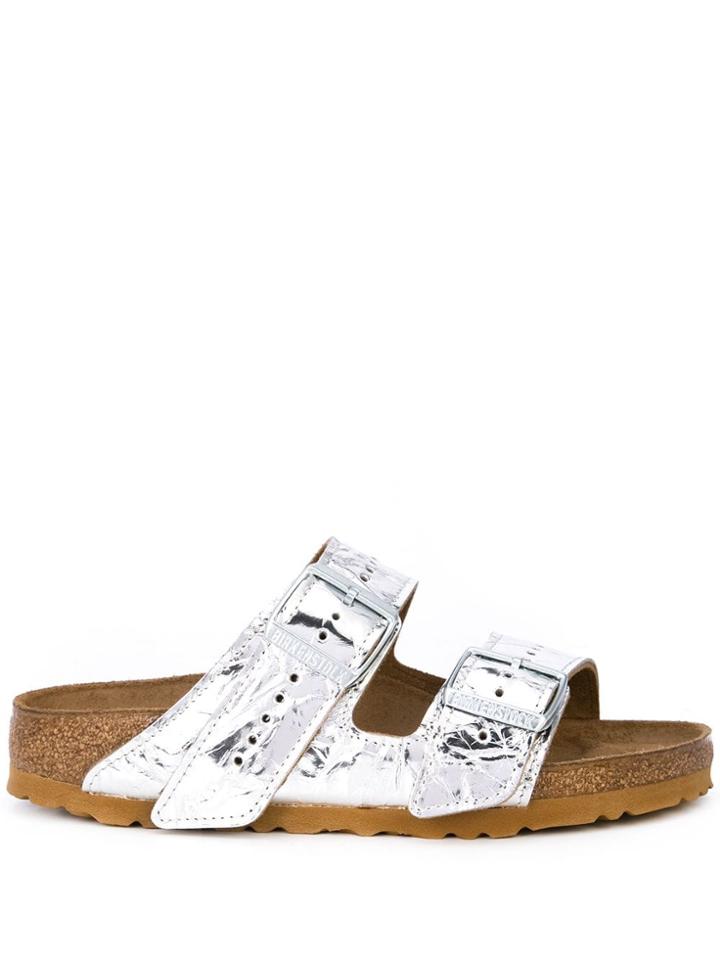 Rick Owens Flat Metallic Slides - Silver