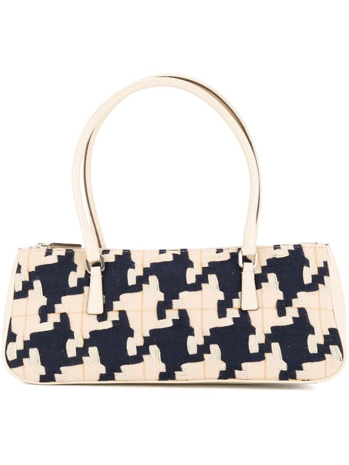 Prada Vintage Houndstooth Tote Bag - Neutrals