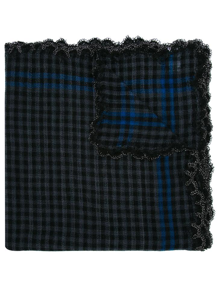 Faliero Sarti Check Scallop Edge Scarf - Black