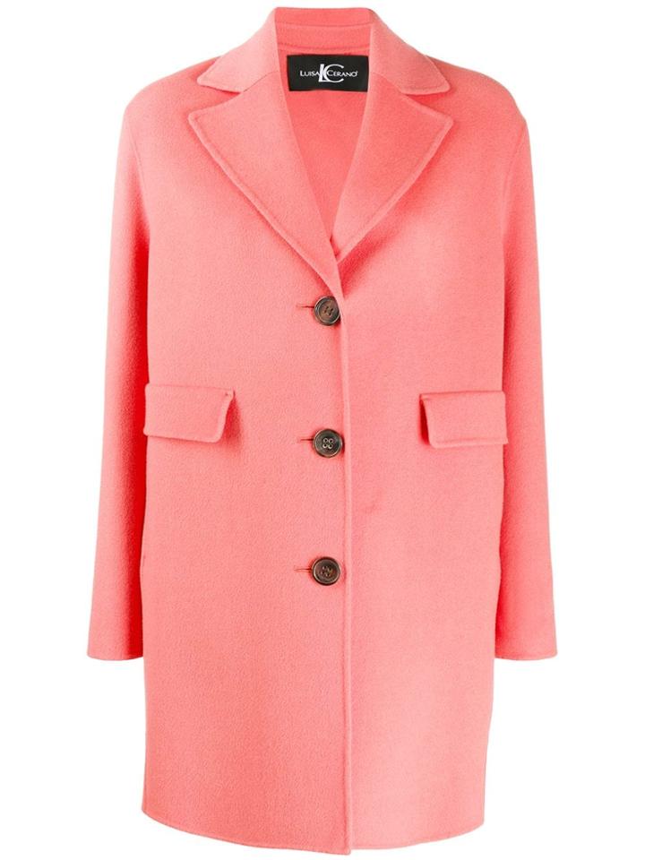 Luisa Cerano Single Breasted Coat - Pink