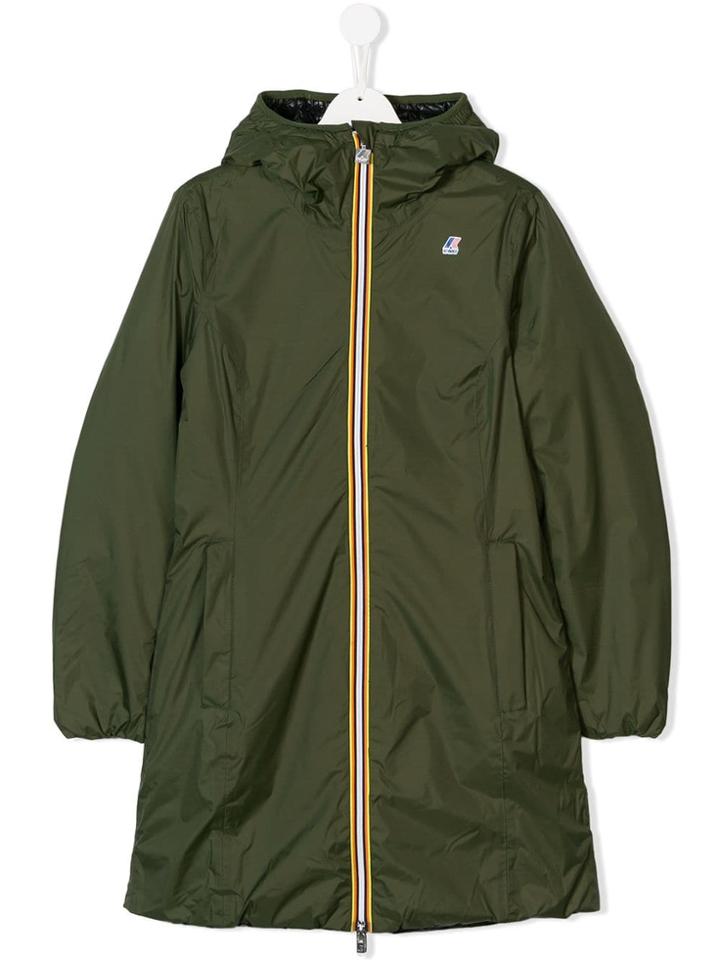 K Way Kids Teen Charlene Reversible Padded Coat - Green