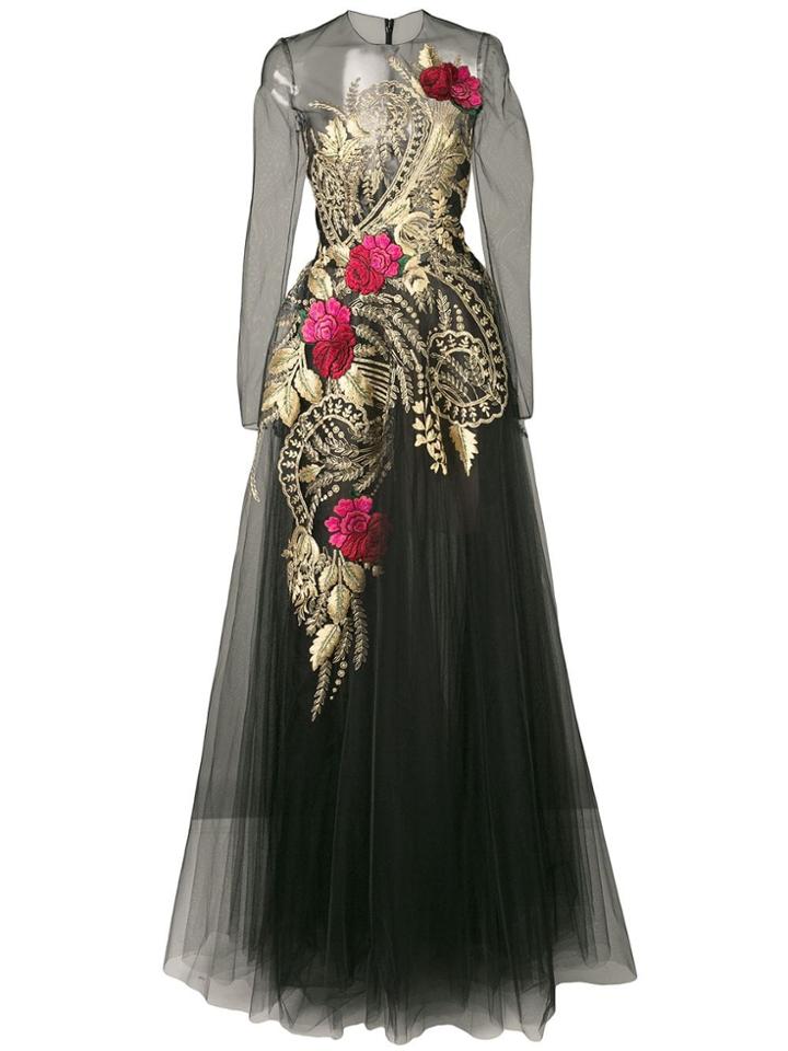 Oscar De La Renta Structured Golden Gown - Black
