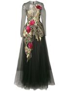 Oscar De La Renta Structured Golden Gown - Black