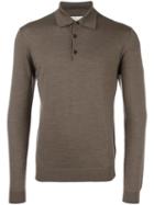Fashion Clinic Long Sleeved Knitted Polo Shirt, Men's, Size: 52, Brown, Wool