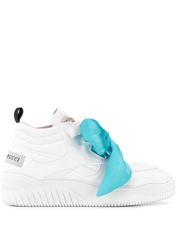 Emilio Pucci Scarf Embellished Sneakers - White