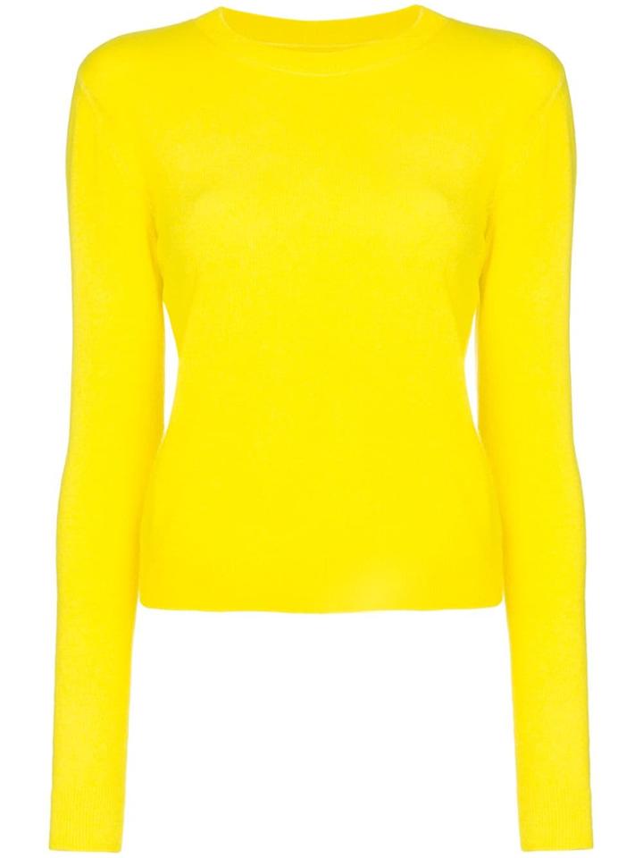 The Elder Statesman Yellow Billy Cropped Knitted Cashmere Jumper