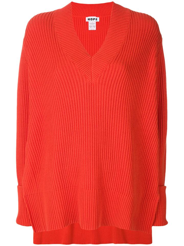 Hope V-neck Jumper - Yellow & Orange