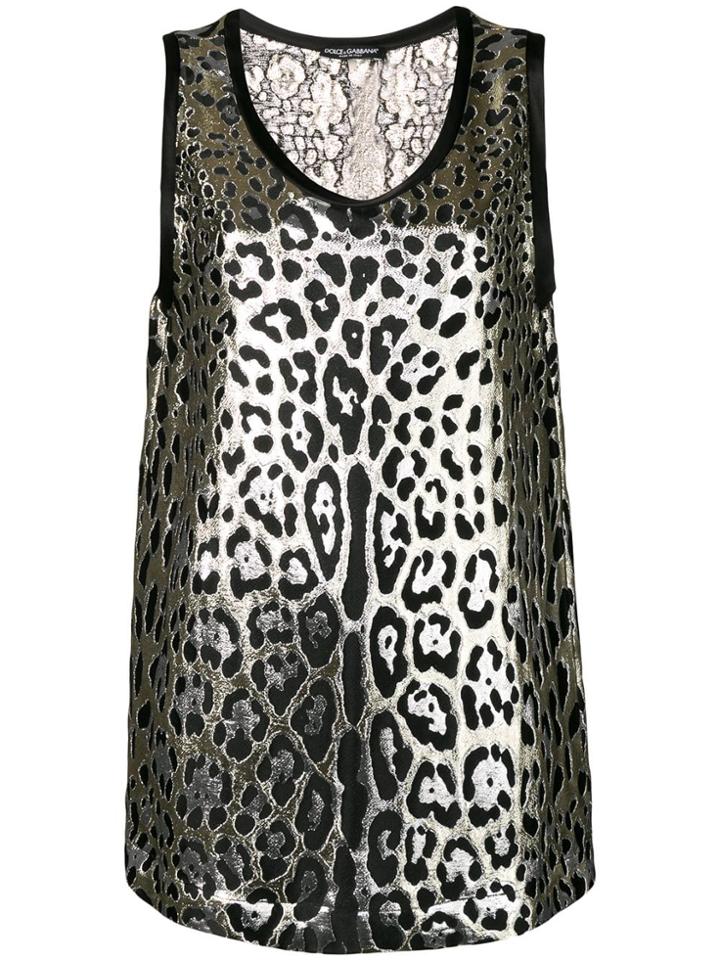 Dolce & Gabbana Leopard Print Lurex Top - Gold