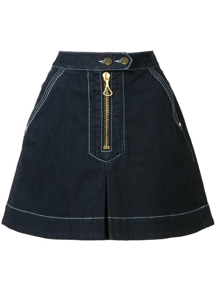 Ellery A-line Denim Skirt, Women's, Size: 6, Blue, Cotton/spandex/elastane