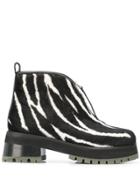 Marni Zebra Pattern Ankle Boots - Black