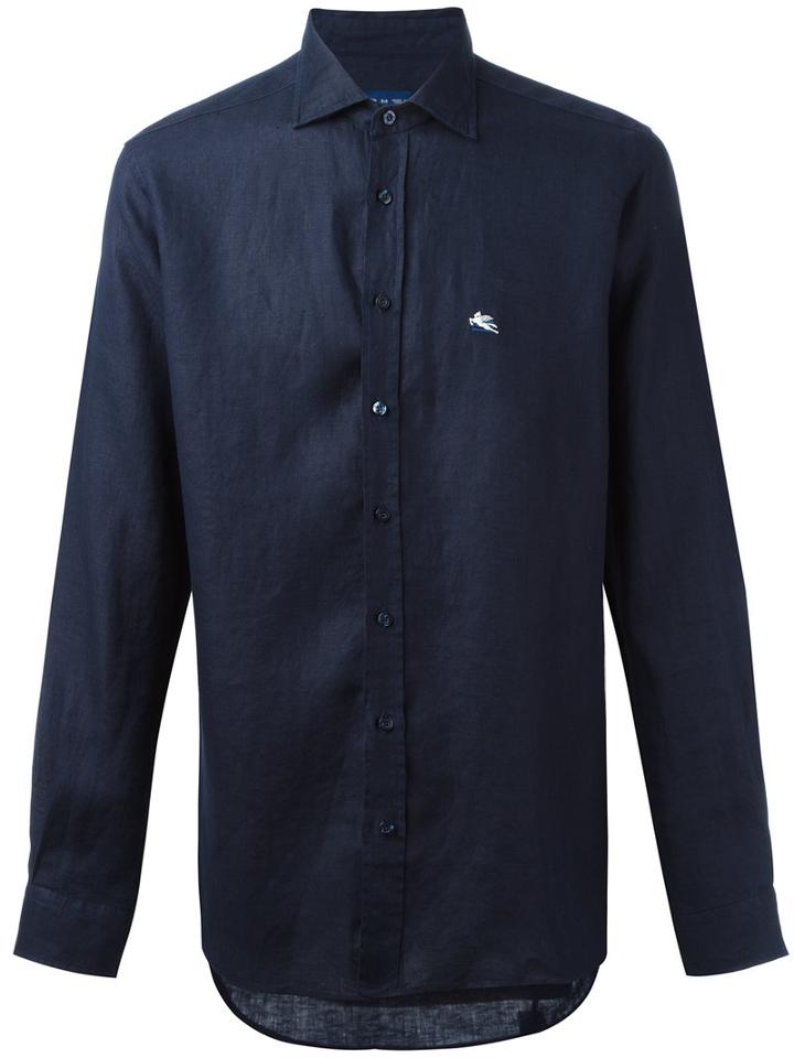 Etro Tom Shirt, Men's, Size: Large, Blue, Linen/flax