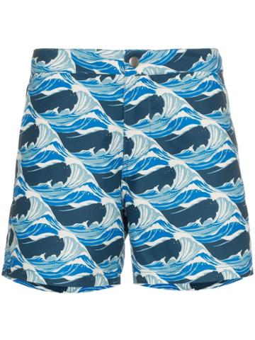 Riz Buckler Waves Royal Swim Shorts - Blue