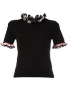 Alexander Mcqueen Ruffled Trim Knitted Top, Women's, Size: Medium, Black, Cashmere