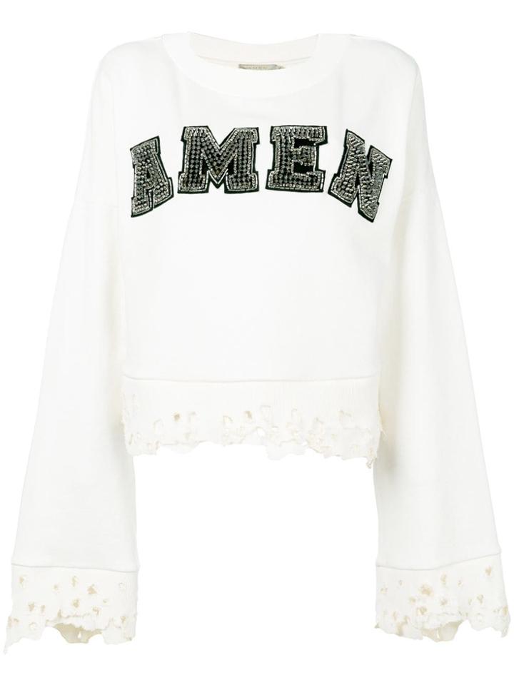 Amen Cropped Logo Jumper - Neutrals
