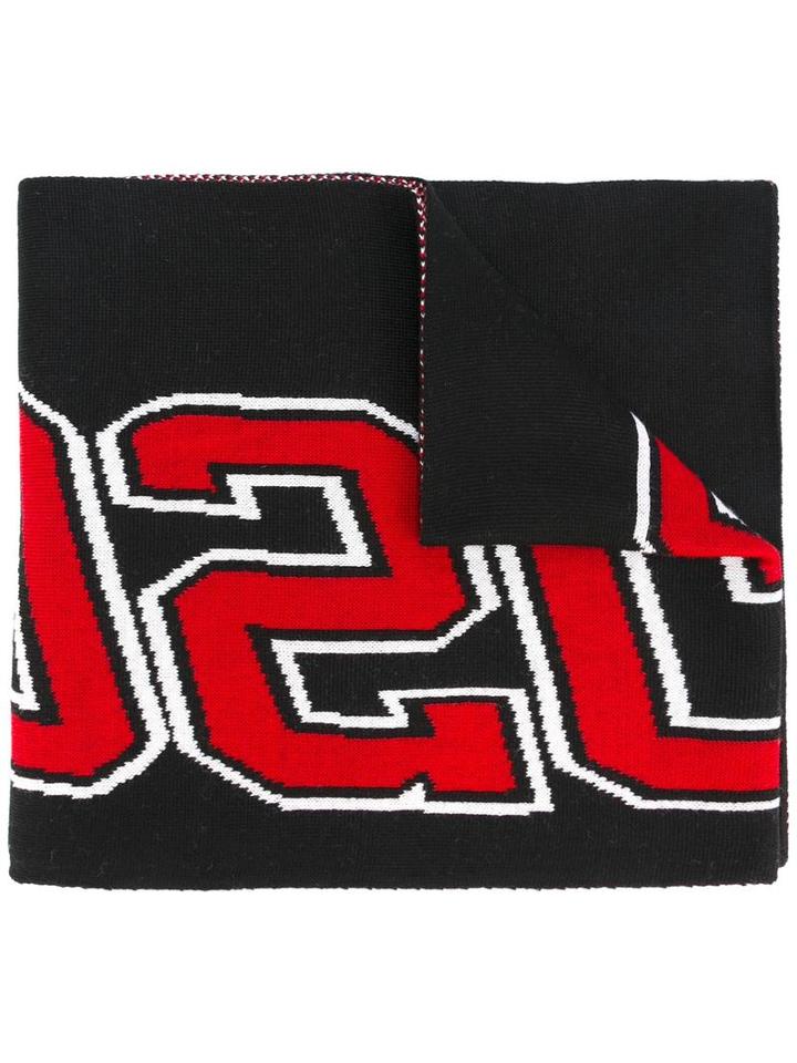 Moschino Varsity Logo Scarf, Men's, Black, Acrylic/wool