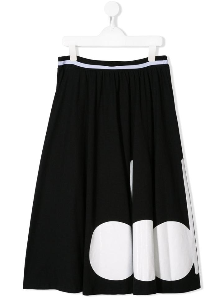 Diadora Junior Teen Logo Print Flared Skirt - Black