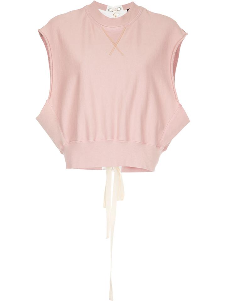 Bassike Tie Back Sleeveless Sweatshirt - Pink & Purple