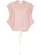 Bassike Tie Back Sleeveless Sweatshirt - Pink & Purple