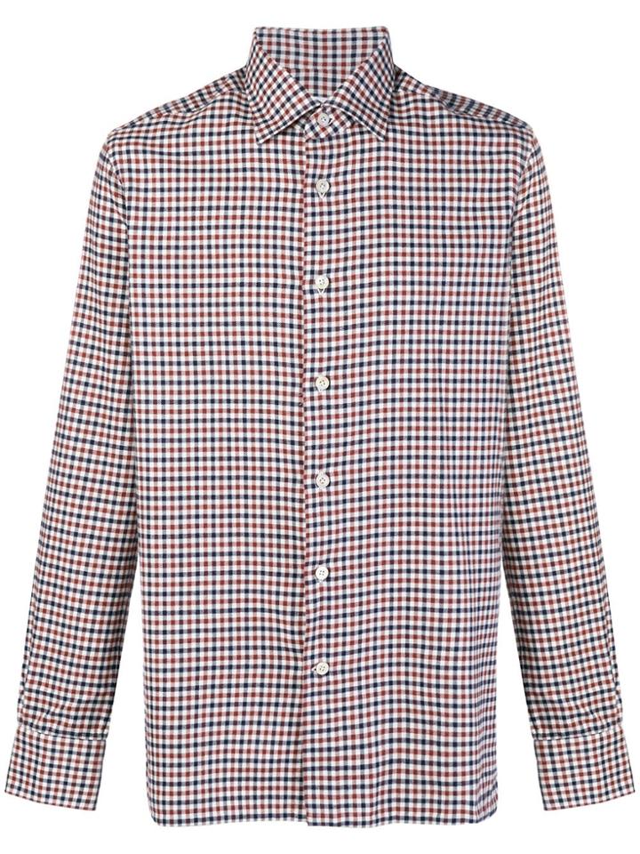 Kiton Plaid Button Shirt - Brown