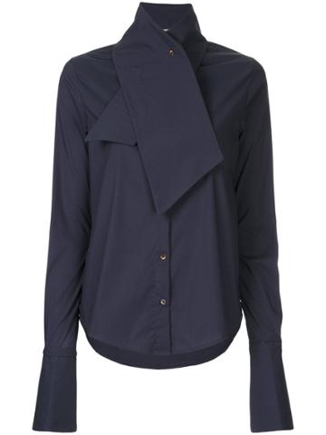 Juan Hernandez Daels Crossed Collar Blouse - Blue