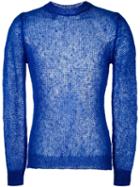 Walter Van Beirendonck Crew Neck Jumper, Men's, Size: Large, Blue, Silk/cashmere